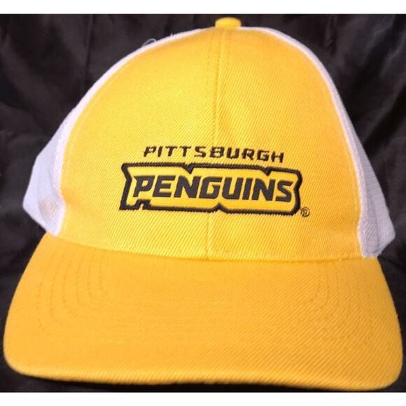 Pittsburgh Pa Penguins NHL Hockey Hat Ball Cap Mesh Trucker Adjustable Yellow - Picture 1 of 8